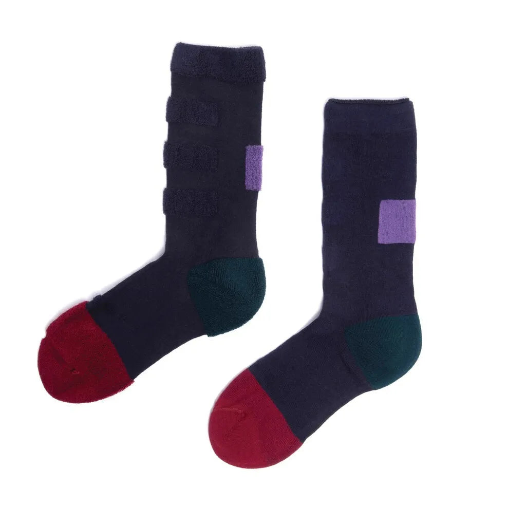 My Inner Beauty - Minda Dark Blue/ Biking Red Socks | Reversible Patterned Socks