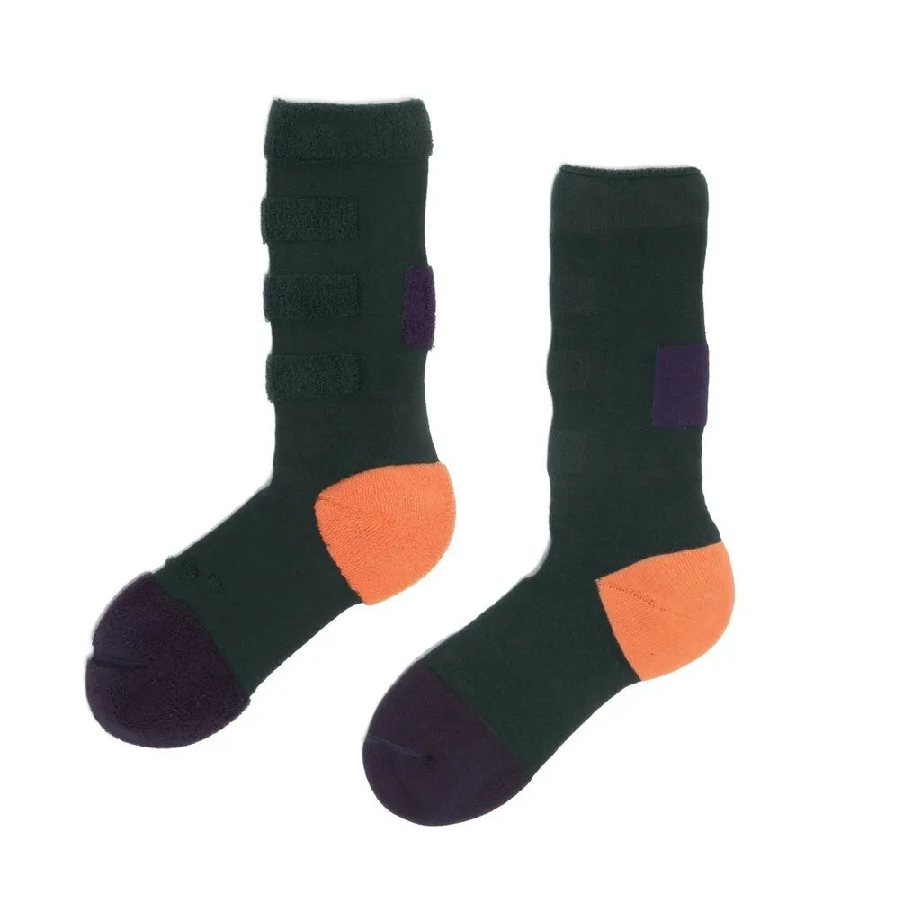 My Inner Beauty - Minda Bistro Green/ Purple Pennant Socks | Reversible Patterned Socks