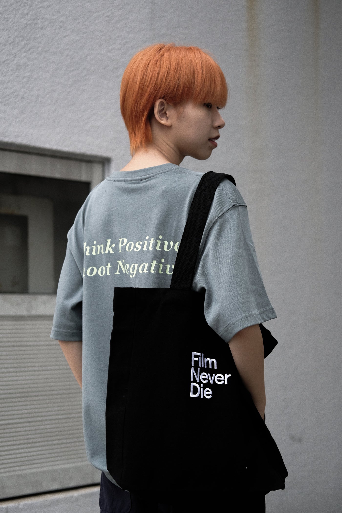 FilmNeverDie Black/White Tote Bag with pocket- Ready Stock