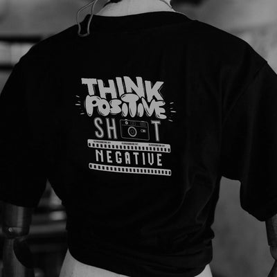 FilmNeverDie Think Positive Shoot Negative Black T-Shirt